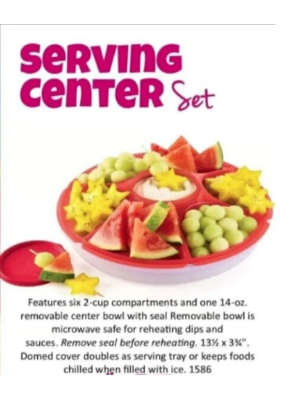 Tupperware Serving Center Red & White Vegetables Taco Station Desserts Dips NEW